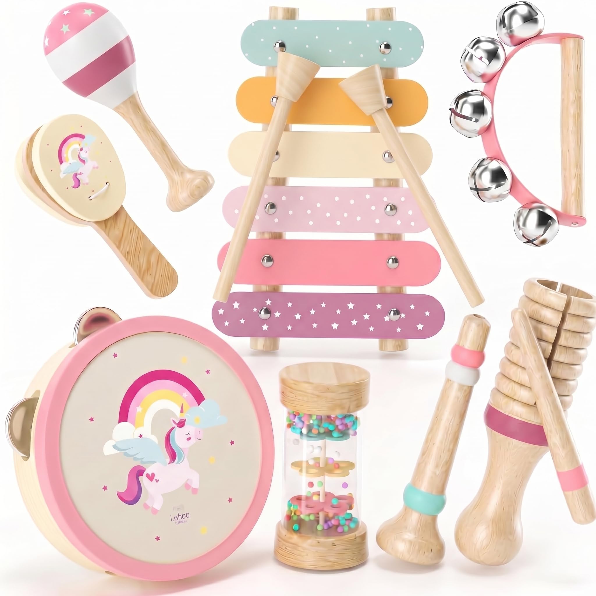 Lehoo Castle Wooden Unicorn Musical Instruments for Toddler Girls 1-3 | Montesso
