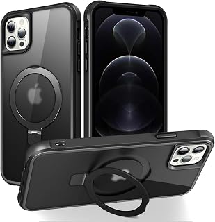 SKYLMW Compatible with iPhone 12/12 Pro Case with Stand,Black