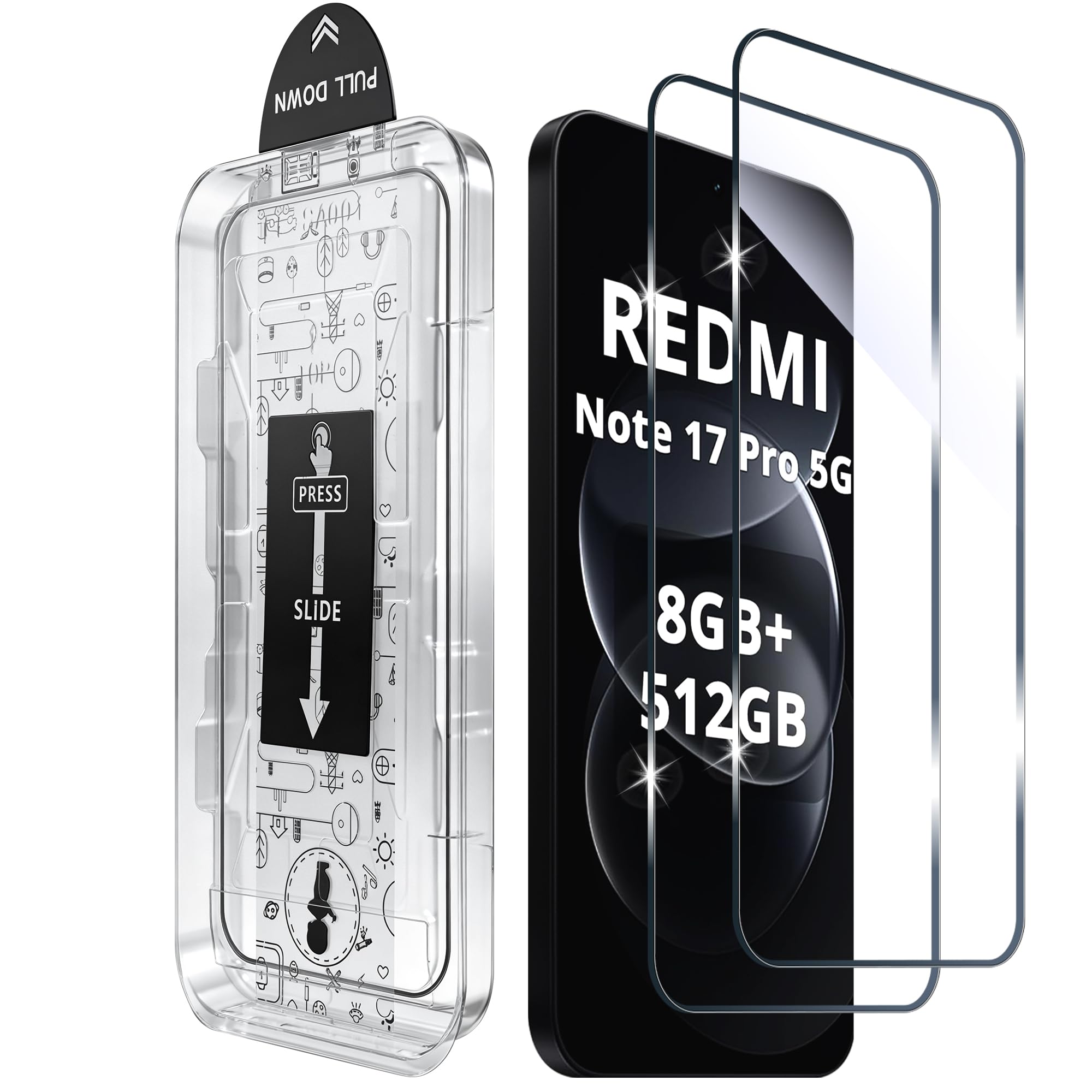 Aerku 2 Pieces Screen Protector for Xiaomi Redmi Note 17 Pro 5G