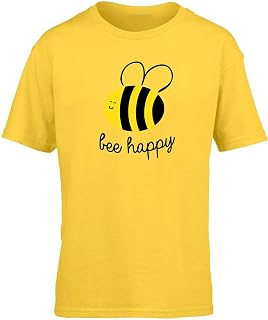 Hippowarehouse Bee Happy Kids Children's Short Sleeve t-Shirt