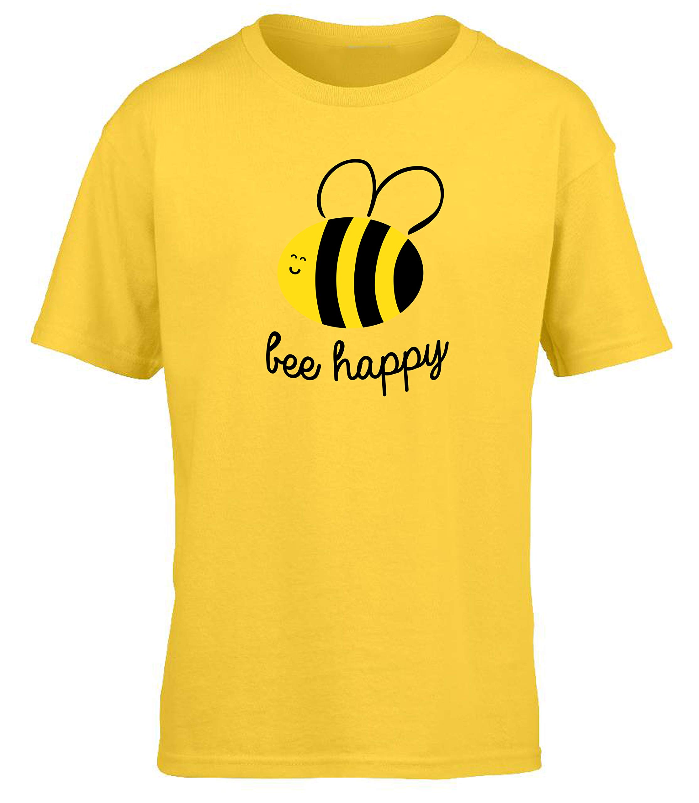 Hippowarehouse Bee Happy Kids Children's Short Sleeve t-Shirt