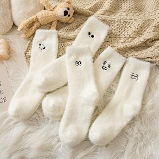 5 Pairs Fuzzy Socks for Women Cozy Funny Fluffy Cute Socks