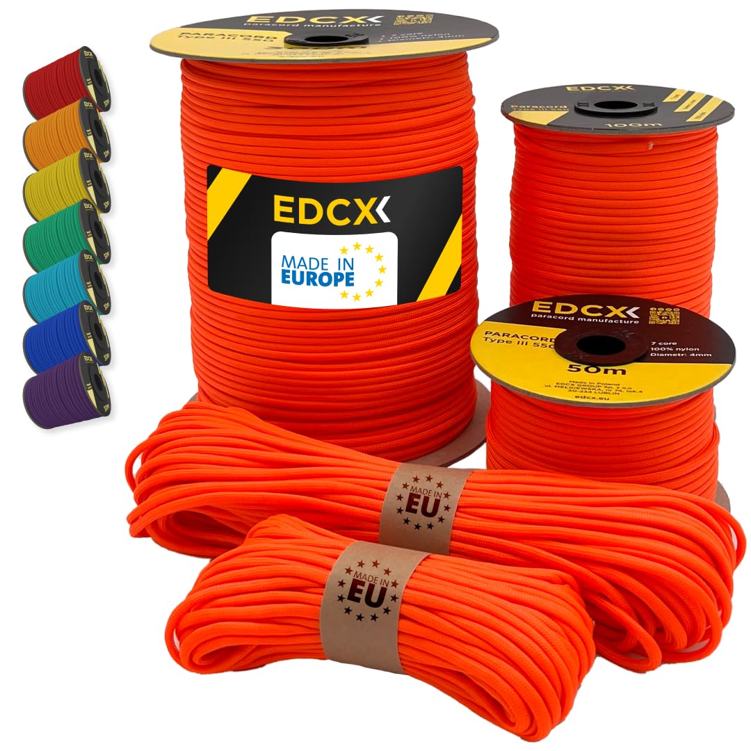 Paracord 4 mm, 35+ Solid Colours (10m, 15m, 30m, 164m, 100m, 300m) | Ideal for C