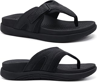 COFACE Tongs pour homme avec soutien de la voûte plantaire, sandales confortables pour homme, tongs de plage réglables pour l'extérieur