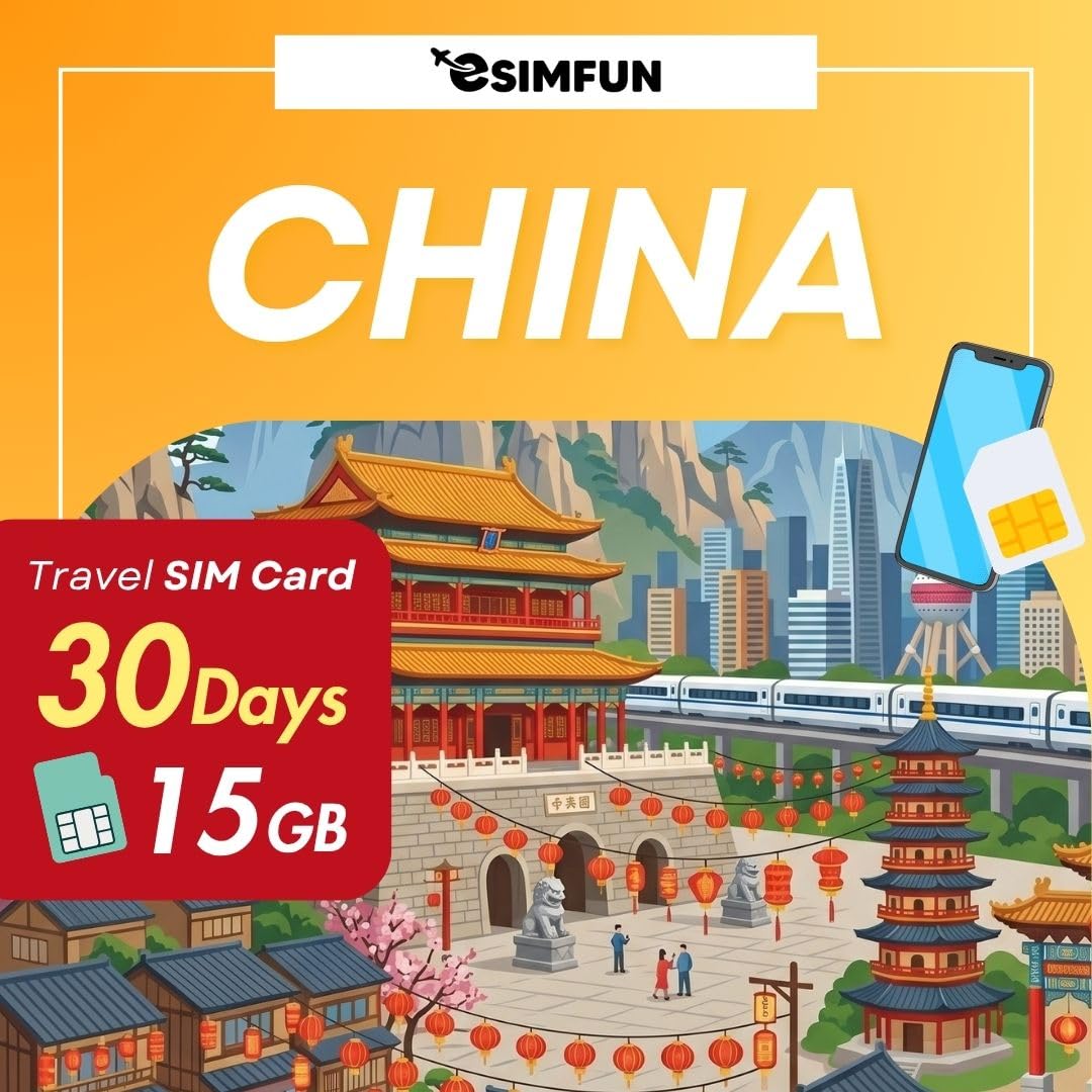 5G Mainland China 30Days Unlimited Data SIM Card | 15GB High-Speed 5G Data | Inc
