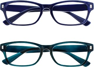 OPULIZE NET Reading Glasses for Women Men - Value 2 Pack - Vintage Inspired Square Frame with Iconic Front Detail - Scratch Resistant Lenses - Blue Turquoise +2.50