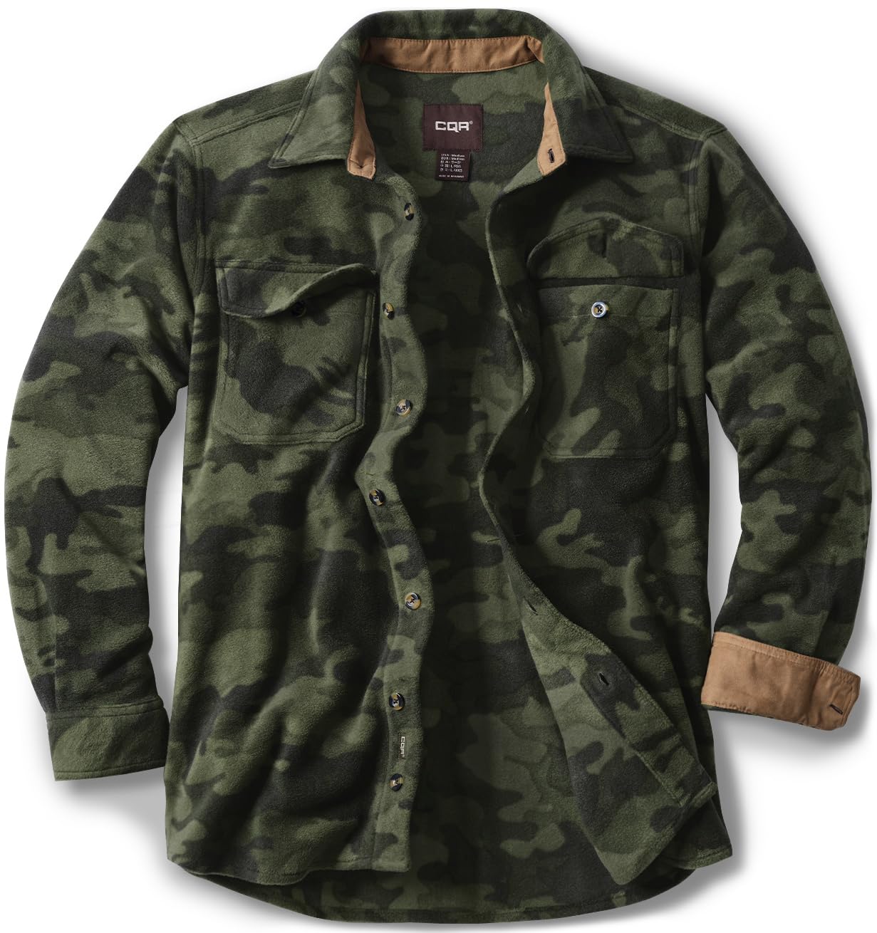 CQR Men's Long Sleeve Heavyweight Fleece Shirts, Plaid Button Up Shirt, Warm Out