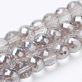 80pcs 8x6mm Clear Glass Rondelle Beads Faceted Imitation Fish Scales Design for DIY Jewelry Making Bracelet Necklace Earrings Keychain Decoration