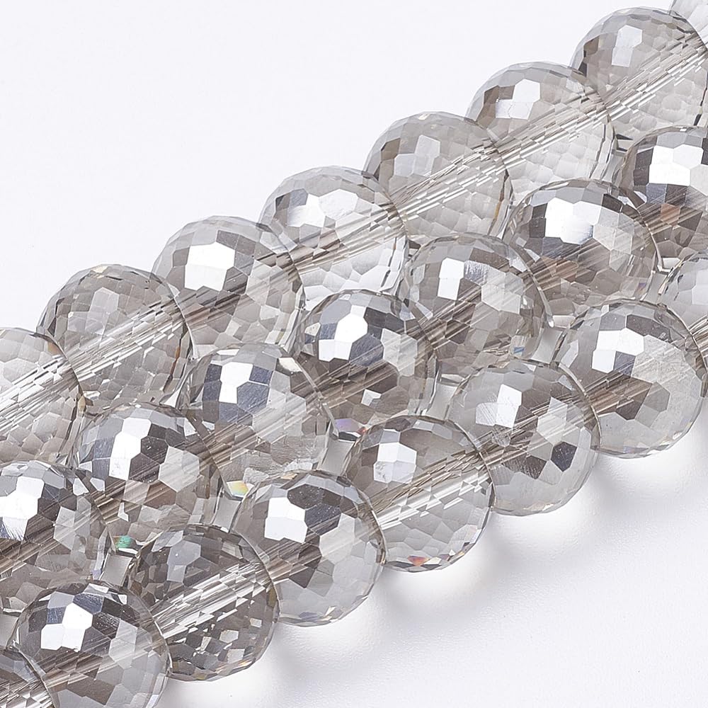 80pcs 8x6mm Clear Glass Rondelle Beads Faceted Imitation Fish Scales Design for 