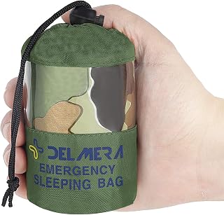 Emergency Sleeping Bag, Lightweight Survival Sleeping Bags Waterproof Thermal Emergency Blanket, Bivy Sack Survival Gear for Outdoor Adventure, Camping, Hiking, Orange, Green