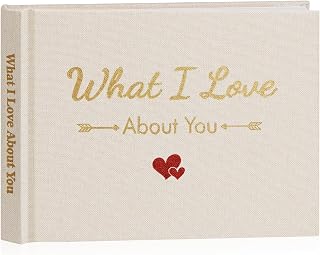 Artmag What I Love About You Fabric Journal for Couples Sentimental Gifts for Boyfriend, Husband, Birthday, Valentines Gifts (Beige)