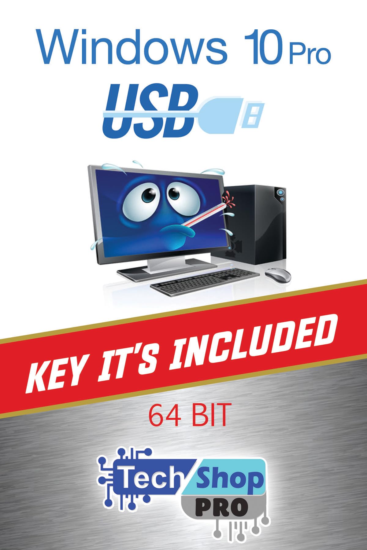 Tech-Shop-pro With Key OEM Compatible W 10 Profesional 32/64 Bit USB.Key Include