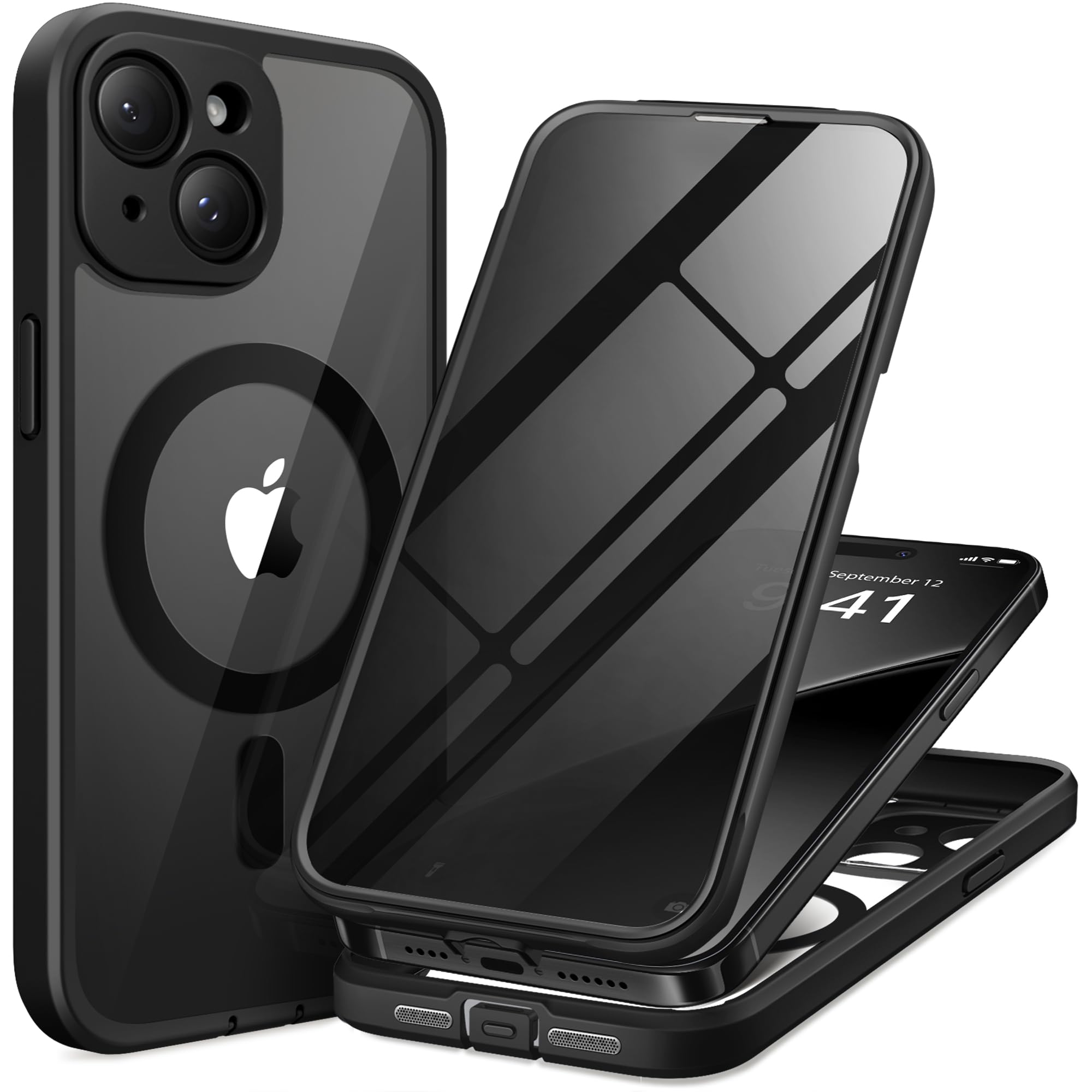 TIESZEN for iPhone 15 Plus Case, Compatible with MagSafe, Black
