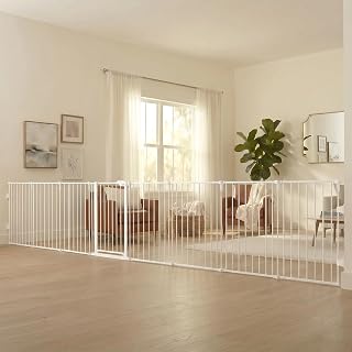 Regalo Safety 24"-192" Metal 2-in-1 Super Wide Baby Gate &amp; Play Yard | Adjustable Playpen, For Doorways &amp; Open Spaces, For Babies, Toddlers &amp; Pets, White, Tested &amp; Trusted for 30 Years