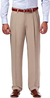 Haggar - Mynx Gabardine Hidden Expandable Waistband Classic Fit Front Pleated Dress Pant, Men's Classic