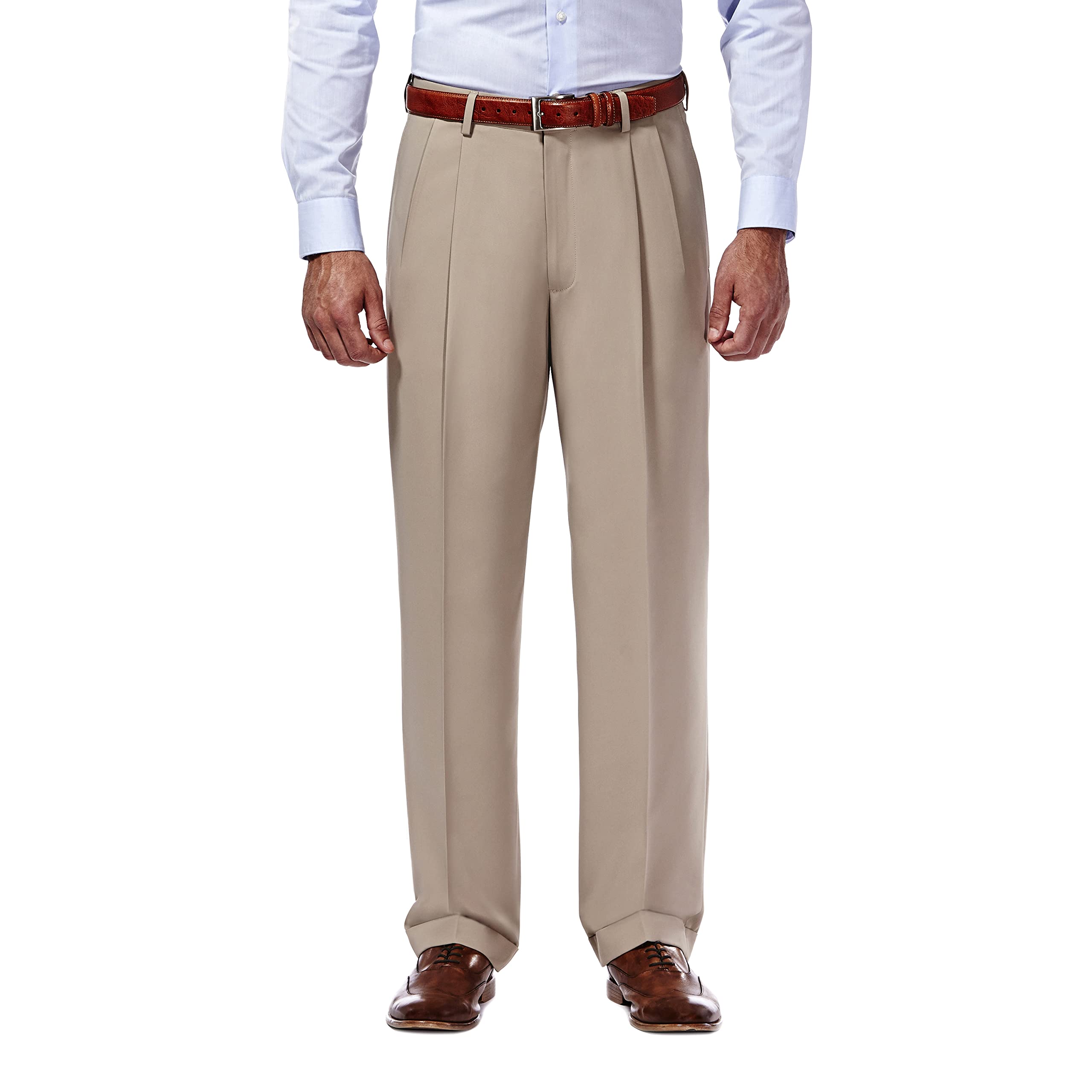 Haggar - Mynx Gabardine Hidden Expandable Waistband Classic Fit Front Pleated Dr