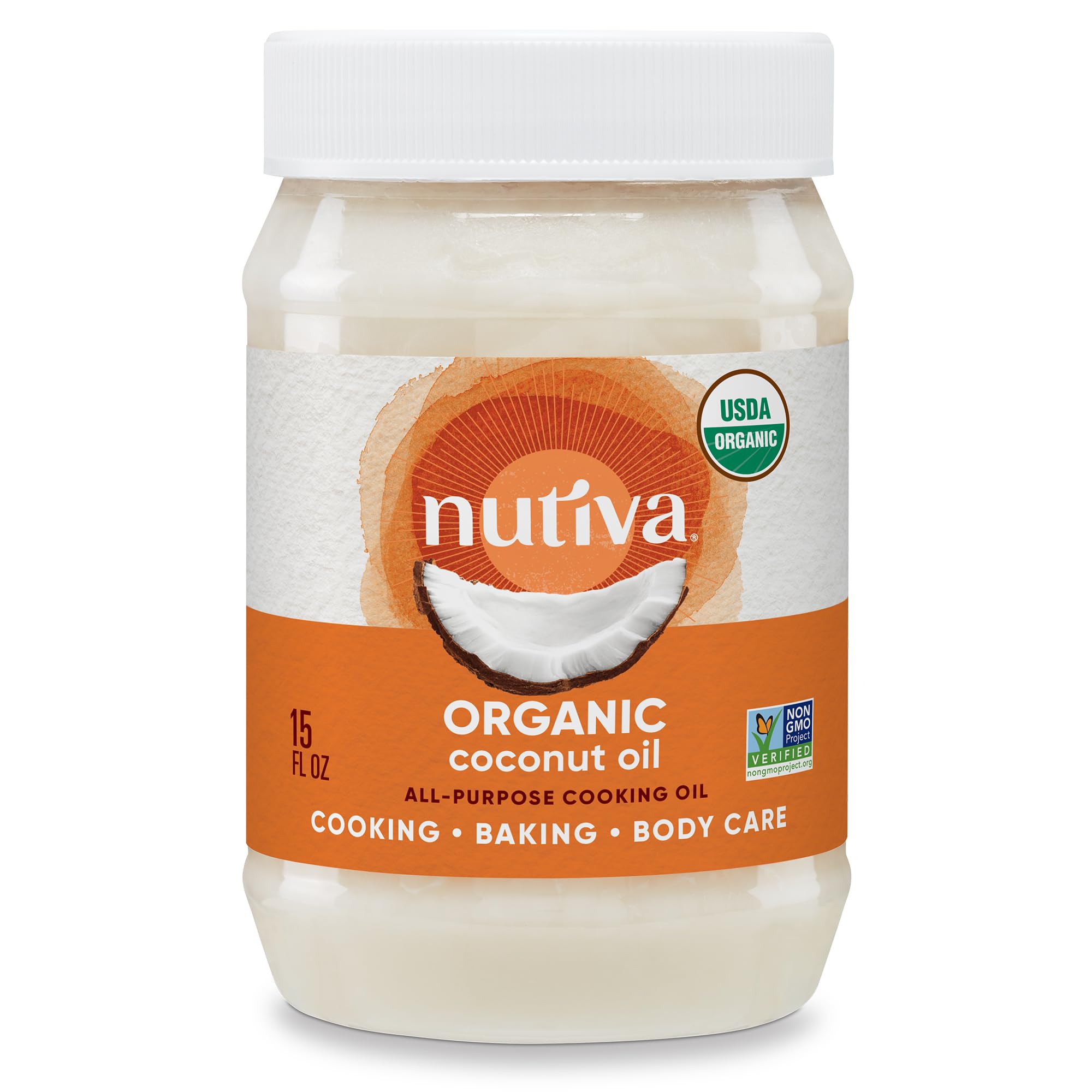Nutiva Organic Steam-Refined Coconut Oil, 15 fl oz (444 mL), Non-GMO, Fair Trade