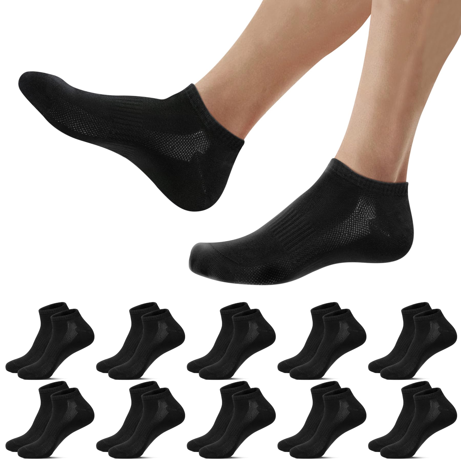Falechay 10 Pairs of Trainer Socks Men Women Cotton Short Trainer Socks