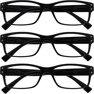 OPULIZE Reading Glasses 3 Pack Men's Black Large Designer Style Readers Hinges Spring RRR11-1 +1.00