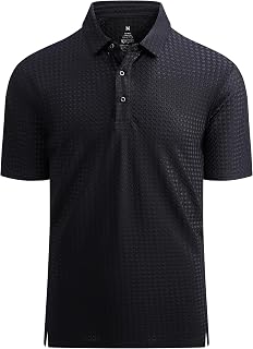 Alex Vando Mens Bubble Jacquard Polo Shirt Super Stretch Short Sleeve Polo Shirts for Men