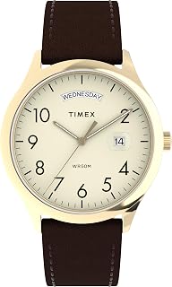 Timex Easy Reader - Reloj para Hombre de 40 mm, Pulsera en Piel Negra, Esfera Blanca, Caja en Tono Plateado TW2W68300