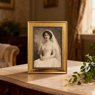 5x7 Gold Picture Frame, Modern Tabletop and Wall Mount Display Frame for Home Decoration