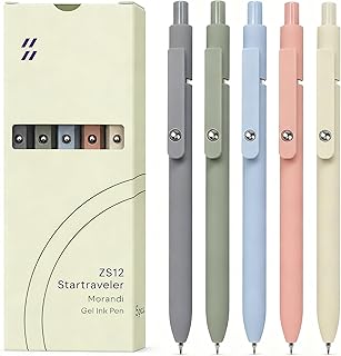 FIOVER Gel Pens 5pcs 0.5mm Quick Dry Black Ink Fine Point Pens | Smooth Writing Gel Ink Pens, Morandi Colors, High-End Series, Office School Supplies, Gifts for Women and Men
