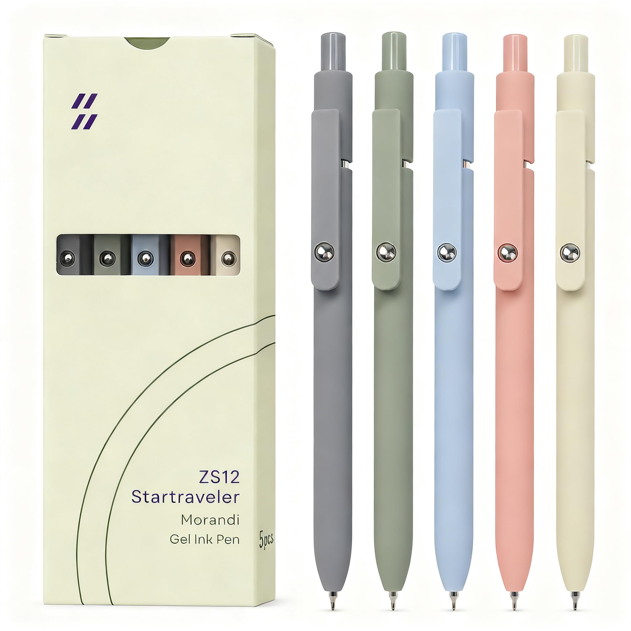 FIOVER Gel Pens 5pcs 0.5mm Quick Dry Black Ink Fine Point Pens | Smooth Writing 