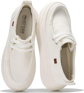 Project Cloud Womens Canvas Platform Loafers High Density Foam Mesh Boat Shoes Women Boat Shoes Ladies Trainers (Dana)