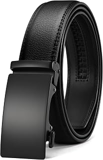 CHAOREN Mens Leather Ratchet Belt - 1 3/8" for Dress Pants | Micro-adjustable, Smooth Sliding Track, Trim to Fit, Formal Suits, Casual Jeans, Gift Boxed
