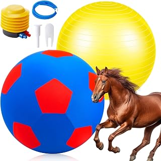 48 Inch Giant Herding Ball for Horses with Covers and Pump, Blue-red | Large Inflatable Horse Toys for Stable, Training, and Entertainment Play, Anti Burst Exercise Ball