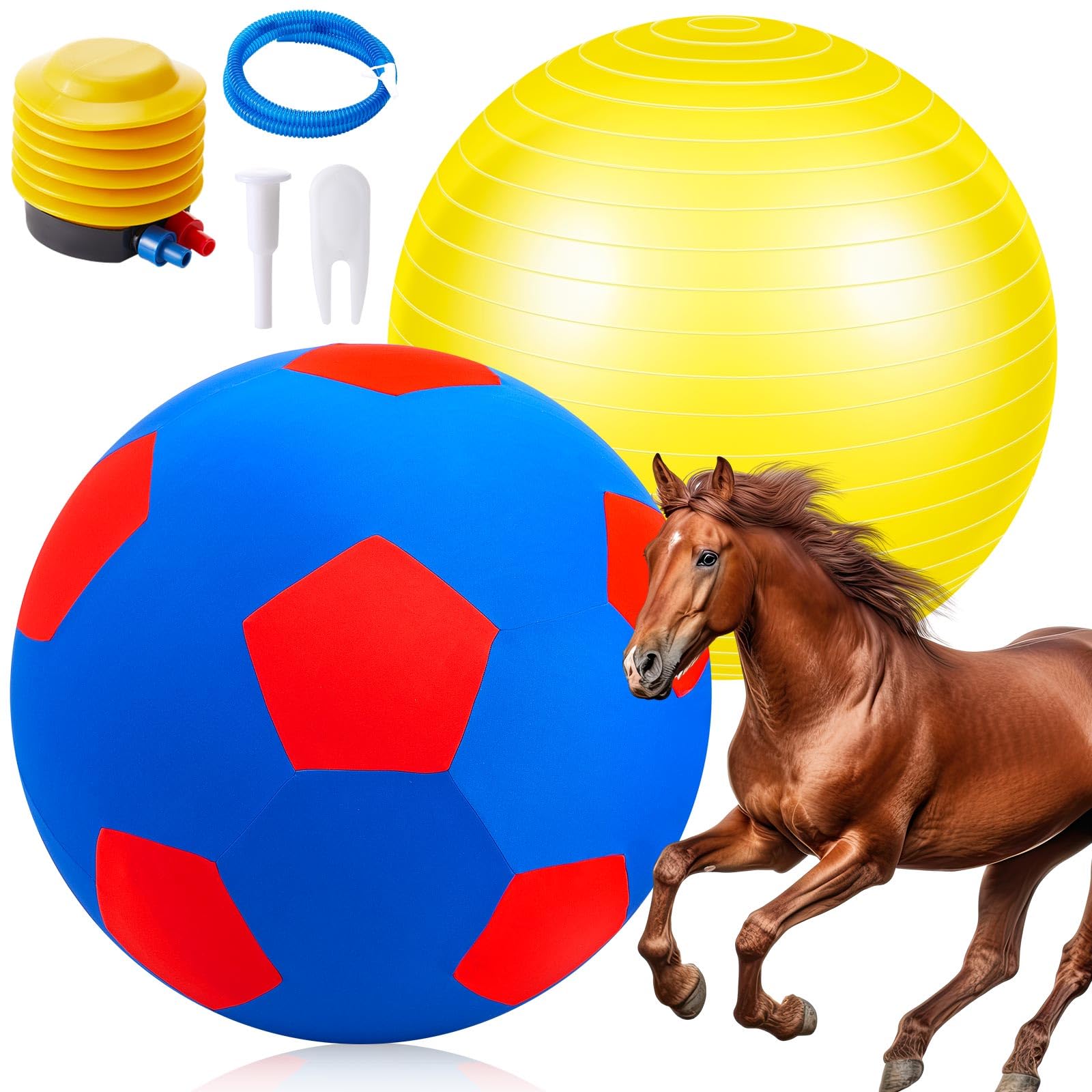 48 Inch Giant Herding Ball for Horses with Covers and Pump, Blue-red | Large Inf