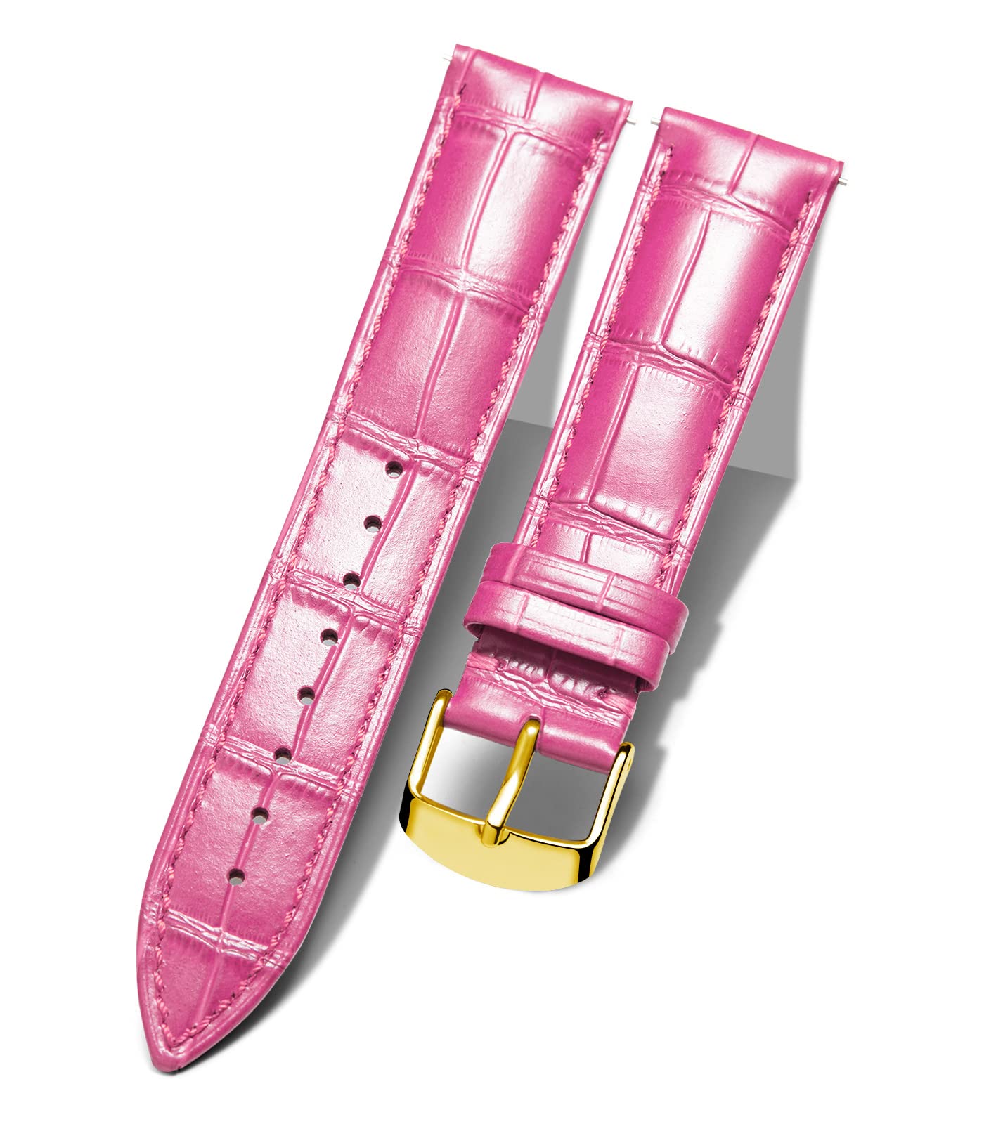 BINLUN Leather Watch Strap 10mm-24mm Crocodile Design Alligator Quick Release Re