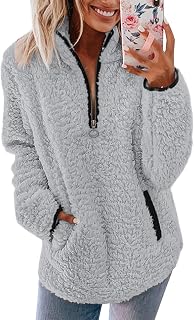 Women's 1/4 Zip Fleece Sweaters Casual Pullover Cozy Autumn Winter Fleece Jacket with Pockets