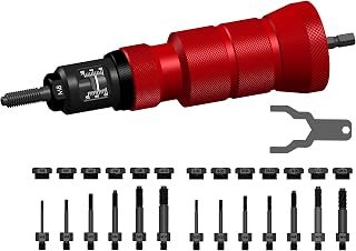 CORWIN X1 Pull-to-Stroke Rivet Nut Drill Adapter, M3-M10 & 6-32 to 3/8-16 | No nut marring. Prevents spinning. Stroke monitor ensures exact deformation. For auto, sheet metal, and DIY.