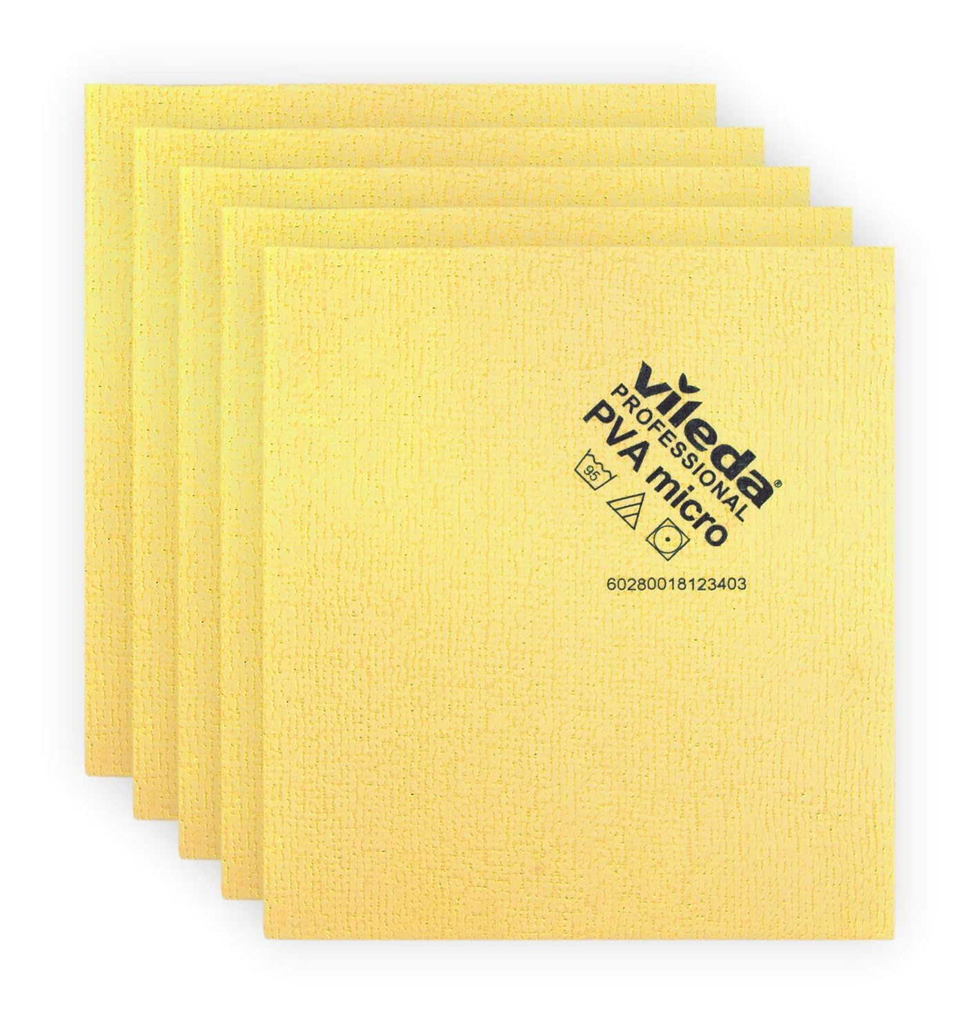 Vileda Professional PVAmicro Cloth, Yellow, Pack of 5
