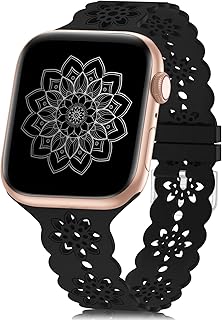 Floral Silicone Band Compatible with Apple Watch Bands for Women Men