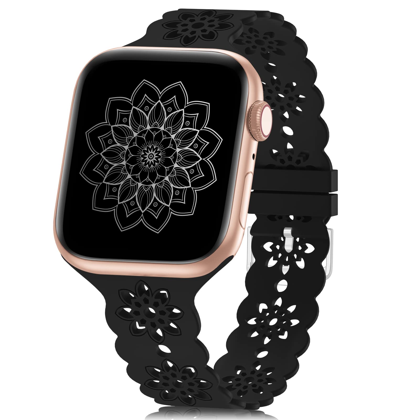 Floral Silicone Band Compatible with Apple Watch Bands for Women Men