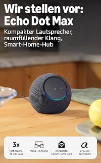 Amazon Echo Dot Max (newest gen), Alexa speaker with room-filling sound and built-in smart home hub, Graphite