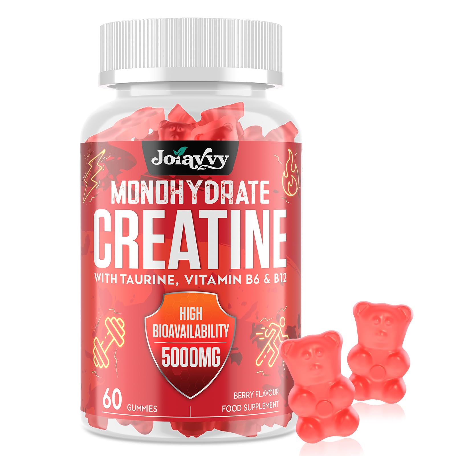 Creatine Monohydrate Gummies 5000mg Per Serving for Men & Women, Enhanced with T