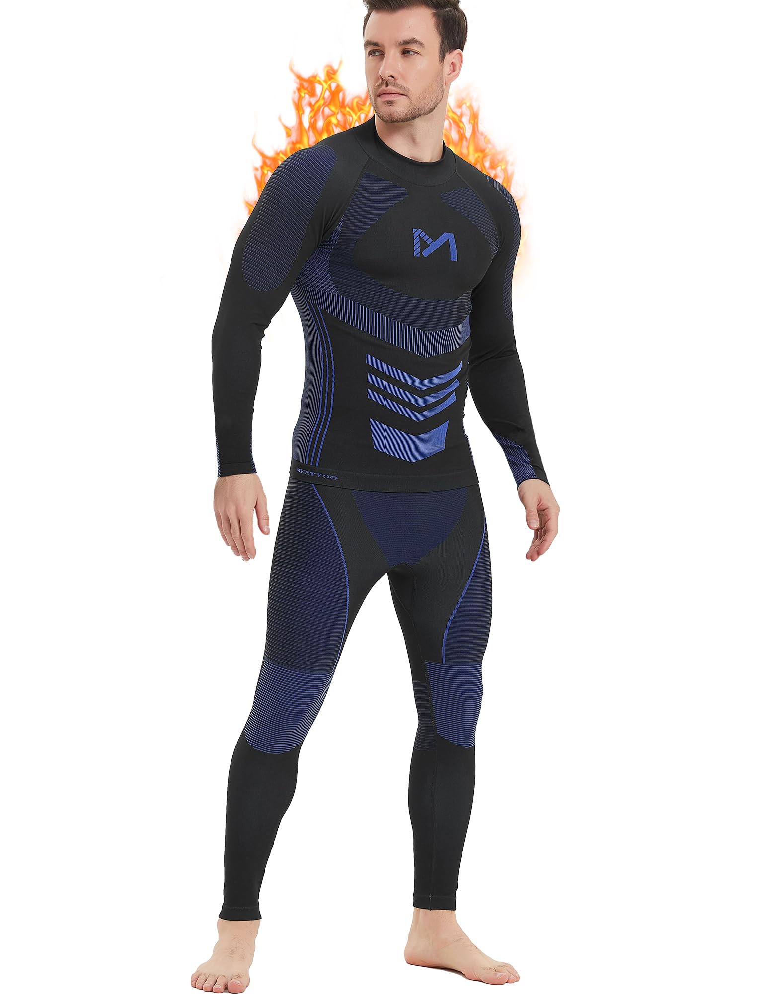 MEETYOO Men’s Thermal Underwear Set, Wicking Long Johns Quick Dry Base Layer Spo
