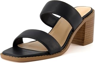 CUSHIONAIRE Clever Women's Two Band Block Heel Sandal + Memory Foam, Widths Available