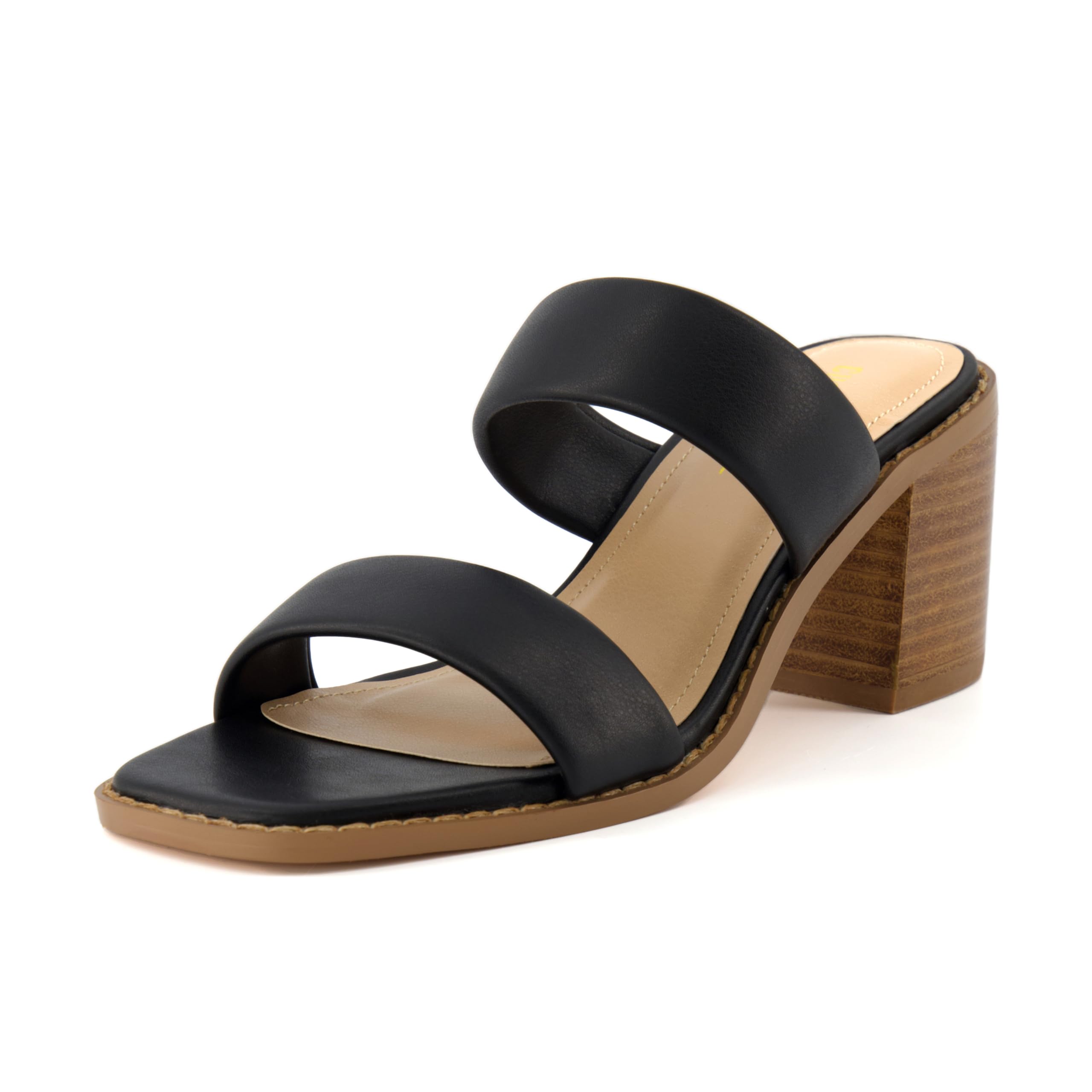 CUSHIONAIRE Clever Women's Two Band Block Heel Sandal + Memory Foam, Widths Avai