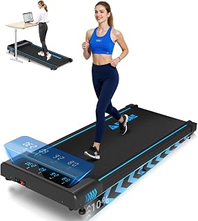 Walking Pad with 10% Incline for Home, 6.2MPH Under Desk Treadmill with Full Screen LED Display, 2.5HP Brushless Motor, Capacity 150KG, 12 HIIT Programs, Indoor Running Machine