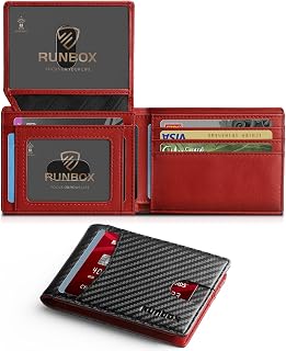 RUNBOX Wallet for Men -Slim Rfid Leather Mens Bifold Novelty Wallets 2 ID Window With Gift Box Men's Accessories