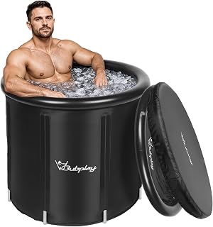 Bubplay Ice Bath Cold Plunge Tub with Cover for Indoor Outdoor for Recovery, Cold Water Therapy, Athletes & Adults -105 Gallons, Black, XL