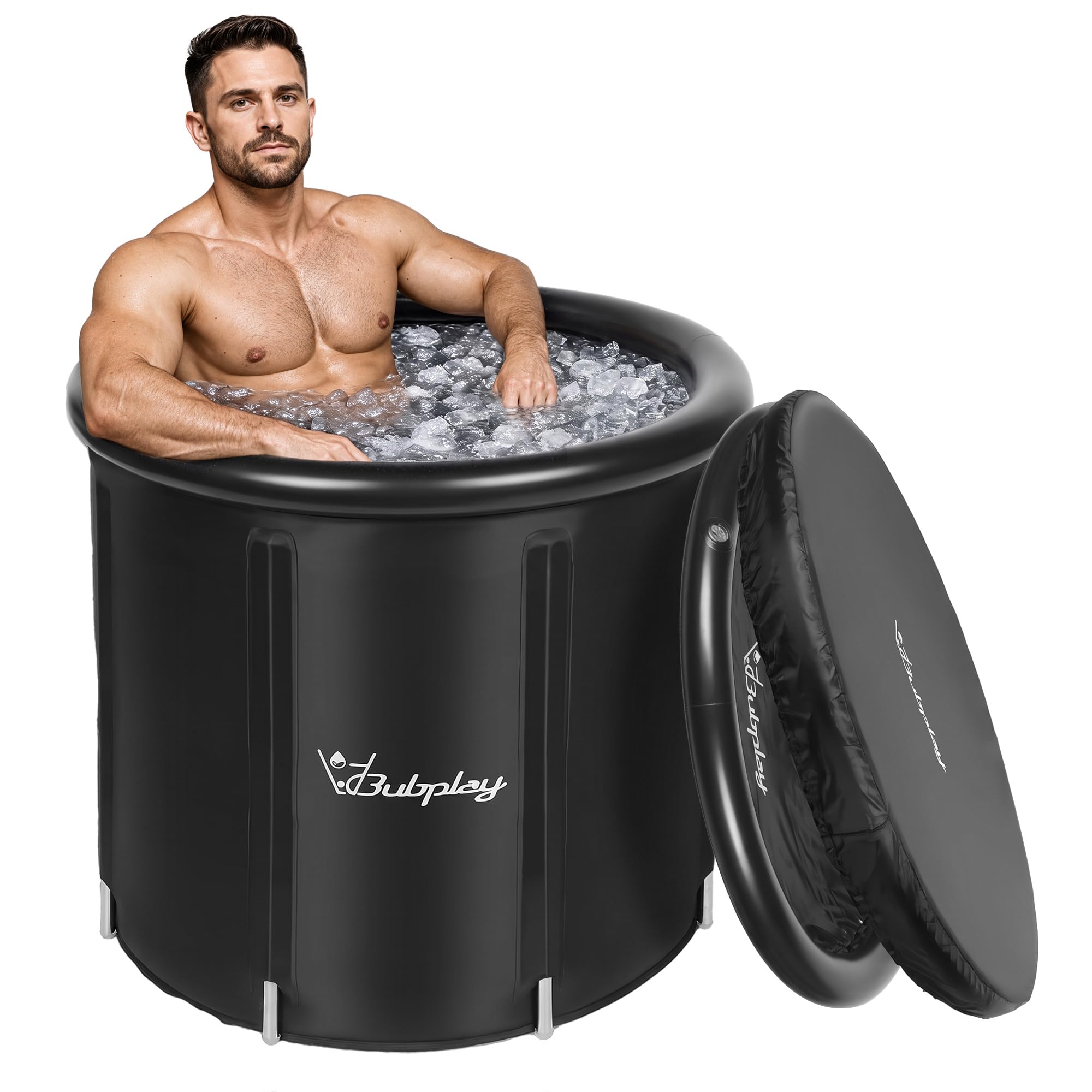 Bubplay Ice Bath Cold Plunge Tub with Cover for Indoor Outdoor for Recovery, Col