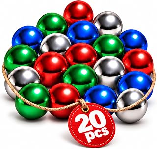 [20 PACK] Colored Marbles For Marble Run | Steel Marbles For GraviTrax Game | 1/2 Inch Steel Balls | Chrome Finish, Colored Marbles Great For Racing, Rolling Compatible with Marble Runs & Games