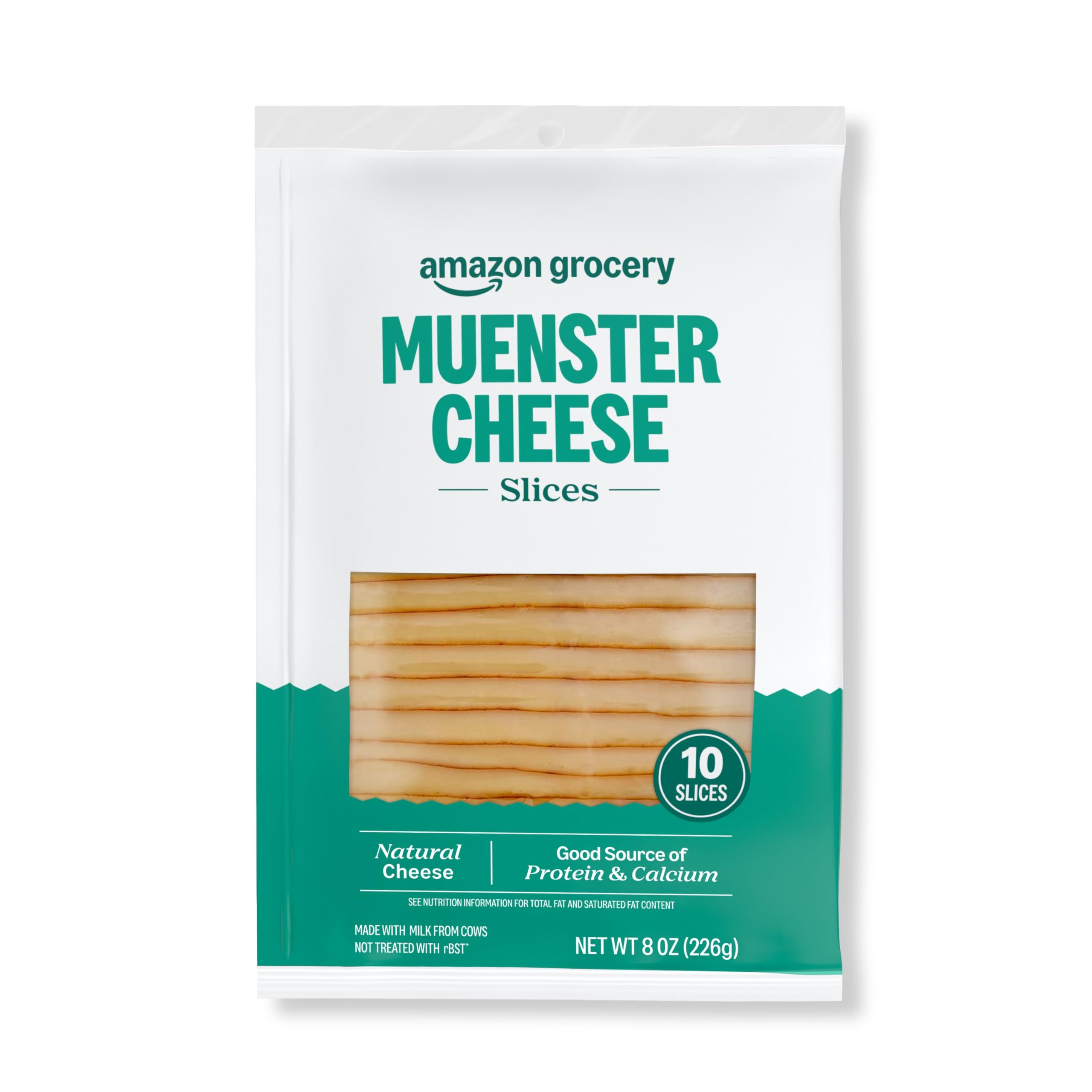 Amazon Grocery, Muenster Cheese, 8 Oz, 10 Slices
