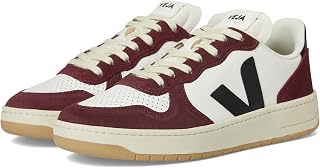 Veja V-12 Sneaker in White Leather with Pink Suede Logo